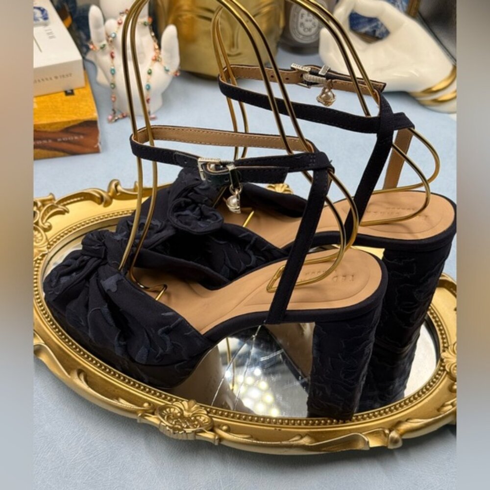 🆕 TED BAKER 🧿 NWOT MADDY Blue Floral Embroidered Bow Platform Sandals, Sz 6 - Picture 7 of 15
